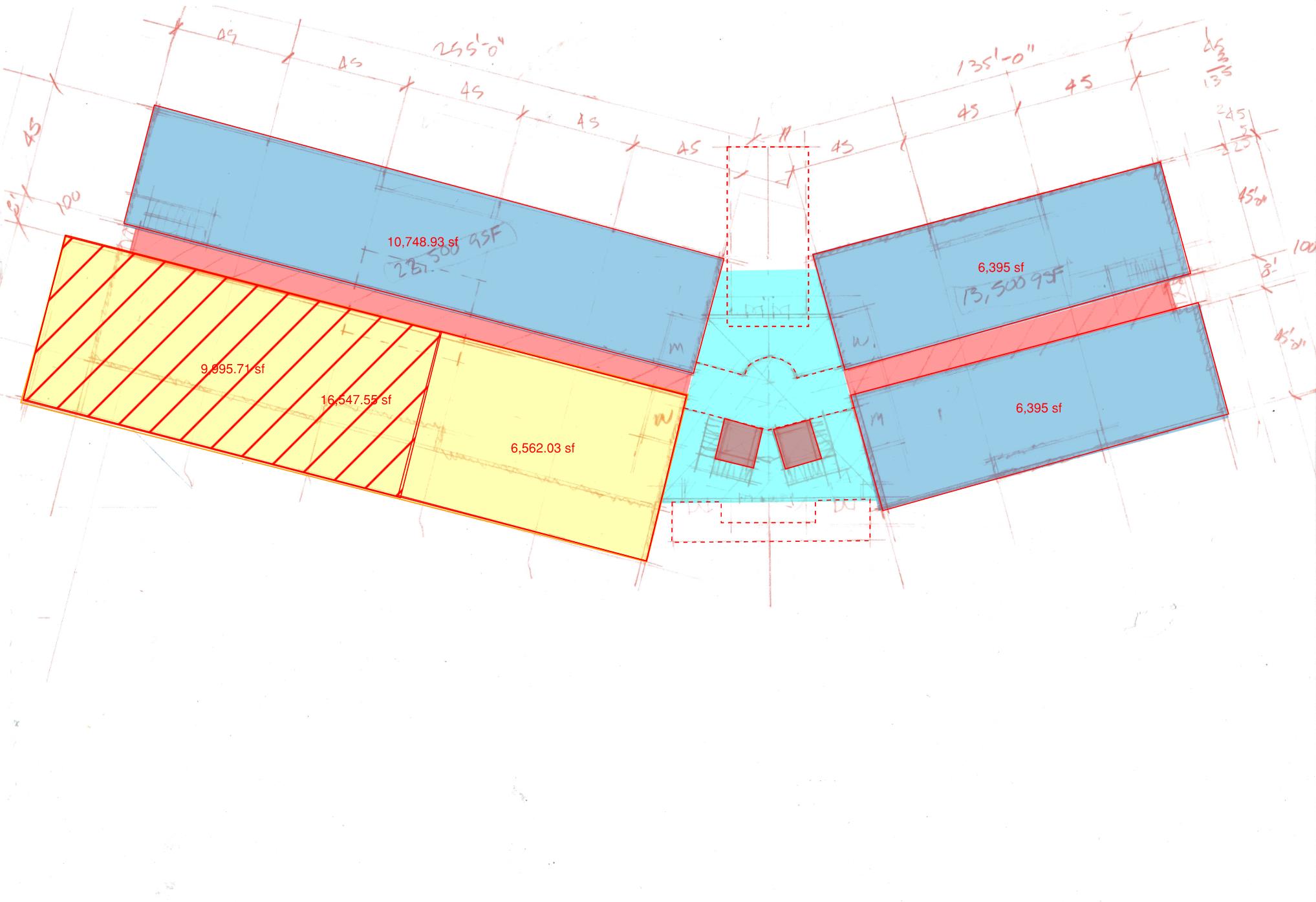 CONCEPTUAL FLOOR PLAN DIAGRAM #1-COLORED-GSF-NSF ANALYSIS-11-30-23-01